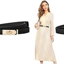 Waist Belt for Women Dresses Fashion Ladies PU Leather Slim Belts Dress Alloy Turn Lock Buckle Jeans Pants Coat Fit Waist 70-95cm 2PCS-image-22