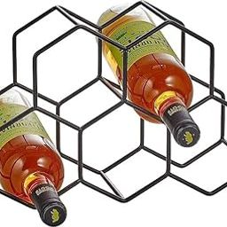 Crafties Art Bottle Holder,Wine Storage Small Wine Rack Freestanding Floor, Modern Wine Rack Tabletop, Wine Rack Display Shelf for Kitchen Bar (Honeycomb 5 Bottle)-10