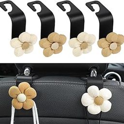 STHIRA® 4 Pcs Flower Car Seat Hook Stylish Auto Backseat Headrest Hooks Durable Car Bag Hook For Purses & Organizers Easy Snap-On Car Decorative Items Fashion Car Hanging Items Car Gadgets Latest 2025-image-8