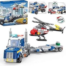 COGO Police Force 3-in-1 Building Blocks Set, Police Truck and Helicopter Transport-image-79