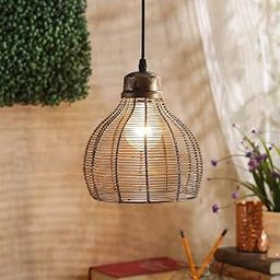 VRCT Hanging Black Metal Mesh Pendant - Fits Single E27 Bulb, Hanging Cage FixtureHanging Lights-image-29