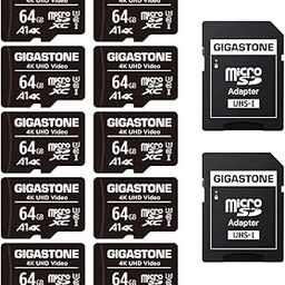 [Gigastone] 64GB Micro SD Card 10 Pack, 4K UHD Video, Surveillance Security Cam Action Camera Drone Professional, 90MB/s Micro SDXC UHS-I A1 Class 10, with Adapter-4