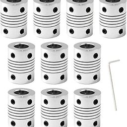 10mm to 10mm Flexible Shaft Coupling 25mm Length Aluminium Alloy Flexible Coupling for 3D Printer and CNC Machine Pack of 10 (Wrench Included)-25