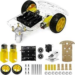 REES52 DIY Robot Smart Car Chassis Kit with Speed Encoder, 2 Wheels and Battery Box (2 Wheels), Plastic, Yellow-picture-13