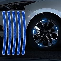 RUWEL 20pcs Wheel Rim Stickers Night Reflective Tape Waterproof Warning Stripes for Decoration Universal for All Cars Bikes Motorcycles Bicycle Trucks & Others Use (Blue)-image-35