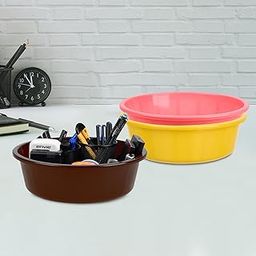 Pack of 3 Desk Organizer | Stationery Organizer | Multipurpose Organizer | Office Supplies for Pen-Pencil-Staplers | Desktop Organizer | 6 LTR | Yellow & Pink & Brown-picture-27