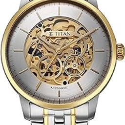 Titan Golden Heart Skeletal Automatic Analog with Silver Dial Dual-Tone Stainless Steel Strap Watch for Men-50