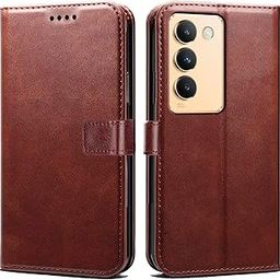 Flip Case for vivo Y200e 5G | Card Slots, Magnetic Closure, Brown-image-27