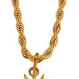 Religious Spiritual Jewellery Lord Heart Shiv Mahadev Trishul Locket Gold Brass Religious Spiritual Jewellery Pendant Necklace Chain for Men and Women-image-13