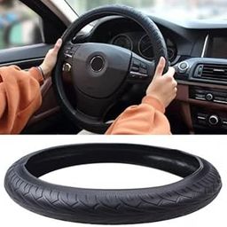Autotrends® Black Tyre Design Soft Silicone Car Auto Steering Wheel Cover Compatible for All Cars-image-97