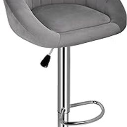 DPI Mini Bar Chair for Breakfast Dining Stool Kitchen Island Counter Bar Stools Velvet Exterior, Adjustable Swivel Chrome Gas Lift, Steel Footrest & Base | 1 Year Warranty (Grey)-image-29