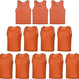 12 Pack Scrimmage Vest/Team Training Jerseys/Sports Pinnies/Practice Jerseys/Soccer Bibs with Carry Bag (as1, Alpha, l, Regular, Regular, Orange)-image-27