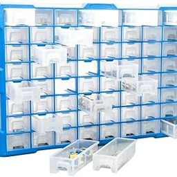 Yellow Tommy Plastic Storage Organiser (YTSB039) | Tool Box | for Electronic, Jewellery, Medicine, Nuts Screws Bolts, 64 Drawers, Wall Hanging (LWH: 52 * 16 * 37 cm, 3.5Kg)-16