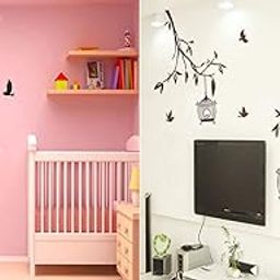 Walltech Set Of 2 Wall Sticker Branches And Cages Free Bird Cage Brown (Polyvinyl Chlorideself-Adhesive, Wall, 5 Cm, 50 Cms)-image-44