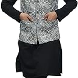 Men Black Digital Print Cotton Nehru Jacket-image-75