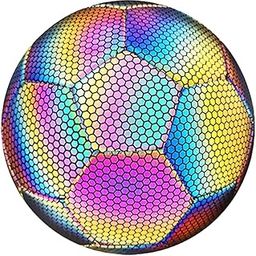 TLISMI Holographic Glowing Light Up Luminous Reflective Football for Kids and Adults Soccer Ball Glow in The Dark Camera Flash Reflection Soccerball for Night Games, Freestyling & Training-image-14