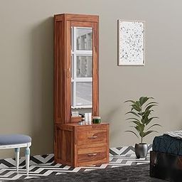 BAGARI ARTS Sheesham Wood Dressing with Drawer and Shelve Storage Wooden Long Dresser Table for Bedroom Living Room (Teak Finish)-27