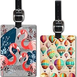 Lentikart 3D Lenticular Luggage Tag Set of 2 | Artistic Pink Flamingo + Colourful Hot Air Balloon | Luggage/Bag/Travel ID Label Tags for Suitcase & School Bags-18