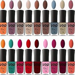 Volo Sheen Shine Nail Polish Collection Set of 18 Pcs(Peach, Purple, Nude, Nude, Nude, Brown, Blue, Nude, Peach, Orange, Green, Pink, Red, Maroon, Pink, Magnta Fashion, Maroon, Orange 126 ml)-image-76