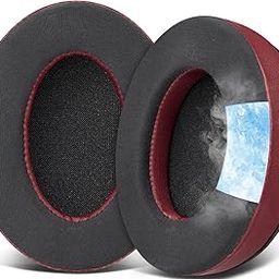 SOULWIT Cooling Gel Replacement Earpads for HyperX Cloud 1/2/Pro/Core/Alpha/Alpha S/Flight/Stinger/CloudX, Ear Pads Cushions with Softer High-Density Foam - Burgundy-6