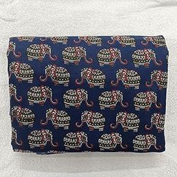 Hathi Print Cotton Fabric | Jaipuri Cotton/Sanganeri Print Fabric | Full Length Cut, Navy Blue - Ideal for Stitching Kurta, Blouse, Suit, Handkerchiefs & Craft Work (2.5 Meter)-image-45
