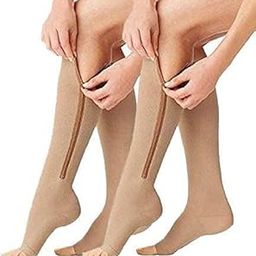 GIZEMY Zipper Medical Compression Socks Stockings with Open Toe Calf Support Best Stocking for Edema, Swollen, Nurses, Pregnancy, Recovery Leg Knee High Sports Length, Better Blood Circulation-image-40