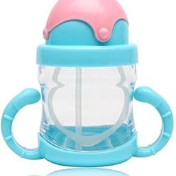 KIDS BASIC Baby Sipper with Straw | Cute & Attractive Unbreakable BPA Free Sippy Cup with Handes | 120 ML Capacity (Blue)-4