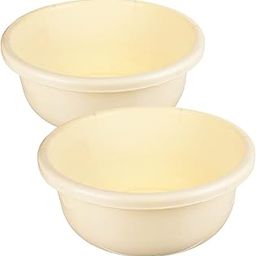 Kuber Industries Bath Tub|Versatile Plastic Utility Gaint Tub|Durable Deep Tub for Baby Bathing|Washing Clothes|Feeding Pan|26 Liter|Pack of 2 (Cream)-image-1