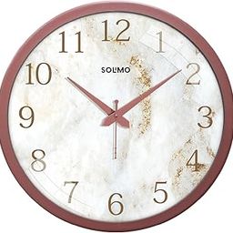 Amazon Brand - Solimo 12-Inch Marble Dial Fascinate Plastic Analog Wall Clock (Silent Movement, Copper Color Frame)-0