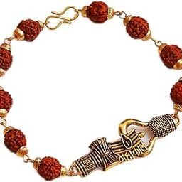Rudraksha Beads Bracelet Rakhi | Rakhiya For Bro | Rudraksh Rakhiya with Gold-Toned Hook Clasp, Traditional Design Rakhiya-image-7
