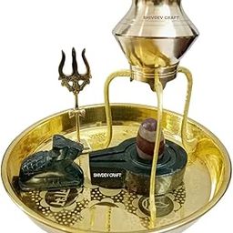 Narmadeshwar Shivling with Jaldhara Abhishekam Set Stand Lota Trishul Puja Plate Set-32