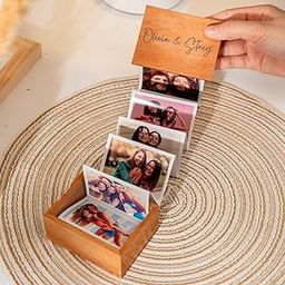Pull Out Photo Album, Valentines Memory Collection, Personalized Wooden Photo Frame, Gift for Him, Trinket Wooden Box, First Christmas Gift-image-42