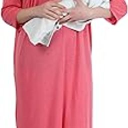 JS Classy Fashion Women's Hosiery Cotton Full Sleeve Nursing, Feeding, Maternity Nighty/Nightdress/Maxi/Nightgown-image-2