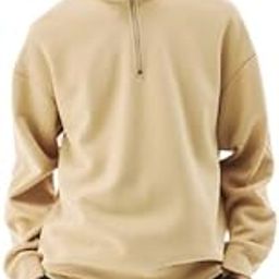 Solid Casual Half Zipper Loose Fit Long Sleeves Sweatshirt-image-92