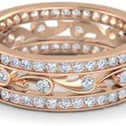 14K Rose Gold Over 925 Sterling Silver Round White CZ Eternity Band Ring For Women(6)-image-60