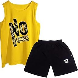 Tora Mens Cotton Blend Round Neck Printed Gym Vest & Shorts Combo | Mens Comfortable Sleeveless Gym Vest & Sports Shorts Set | Man's Active Wear Top & Bottom Set-image-31