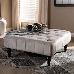 Wood Maker Tufted Square Velvet Bench Ottoman Pouffe Footstool Sofa Couch for Living Room Bedroom Office 35"×35"×15" Cream.-image-86