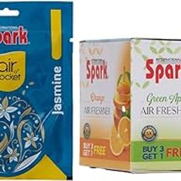 Spark International Jasmine Air Pocket Air Freshener Last upto 30 Days (10 gram) and Green Apple 5X Long Lasting Freshness Air Freshener (Combo of 2)-picture-13