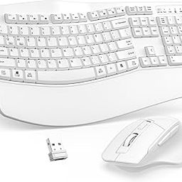 Wireless Keyboard and Mouse Combo, 2.4G Full Size Wave Keys Ergonomic Keyboard with Wrist Rest and 3-Level DPI Adjustable Wireless Ergonomic Mouse for Windows, Mac OS Desktop/Laptop/PC(White)-image-55