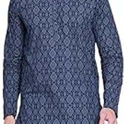 majestic man Women's Cotton Regular Fit Casual Ethnic Motifs Printed Mandarin Collar Long Kurta-picture-1