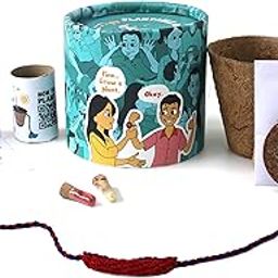 bioQ Eco Friendly Rakhi containing seed Combo Set for Brother | Planting Kit : Coco Pot + Peat | Roli & Chawal Pack | Letter in Envelop | Sustainable Rakshabandhan - Grow Plants from Rakhi Containing Seeds-image-48