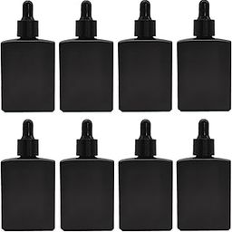 PimyRcyi Dropper 50ml Empty Essential Oil Drop Bottle, 1.7oz Square Essence Glass Bottles Lab Dropping Serum Container For Liquid, Perfumes (8pcs,Matte Black)-image-26