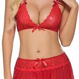 Women's Brasso & Net Blended Above Knee Babydoll Lingerie Set with Panty (131)-picture-39