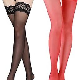 Women & Girls 2 Pair Nylon Sheer Thigh High Stocking - One size fits all -26"-36" Waist-STK81-2Set-picture-34