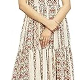 Rayon Gown for Women | Full Length | Printed | Fit & Flare | Sleevesless | Round Neck | Stylish | Ideal for Casual, Formal & Party Occassions | Almond Cream-image-72