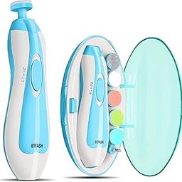 BTFash Baby Nail Trimmer Electric – Safe & Gentle Toddler Nail File, Quiet Motor & 6 Grinding Heads – Infant Nail Clipper for Newborns, Babies & Kids (White_Blue)-image-30