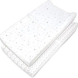 American Baby Company 2 Pack Printed 100% Natural Cotton Jersey Knit Fitted Contoured Changing Table Pad Cover, Pink Stars and Zigzag, Soft Breathable, Boys and Girls-26