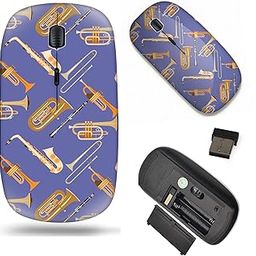 Trofung 2.4G Slim Wireless Mouse , Portable Mobile Optical Mice for Notebook, PC, Laptop, Computer, MacBook - Music Instrument Pattern Saxophone, Clarinet, Trumpet, Trombone and Tuba-14