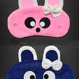 JUZZII Velvet Cute Baby Doll Sleeping Eye Shade Mask for Women Girls Kids Boys - (Pink - Blue) Model-No.27-52-image-28