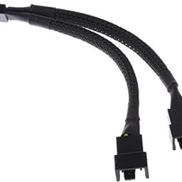 Lyla 2 X 4 Pin Fan Y Splitter Power Extension Cable 2 Fans Splitter Lead All Black Sleeved-24
